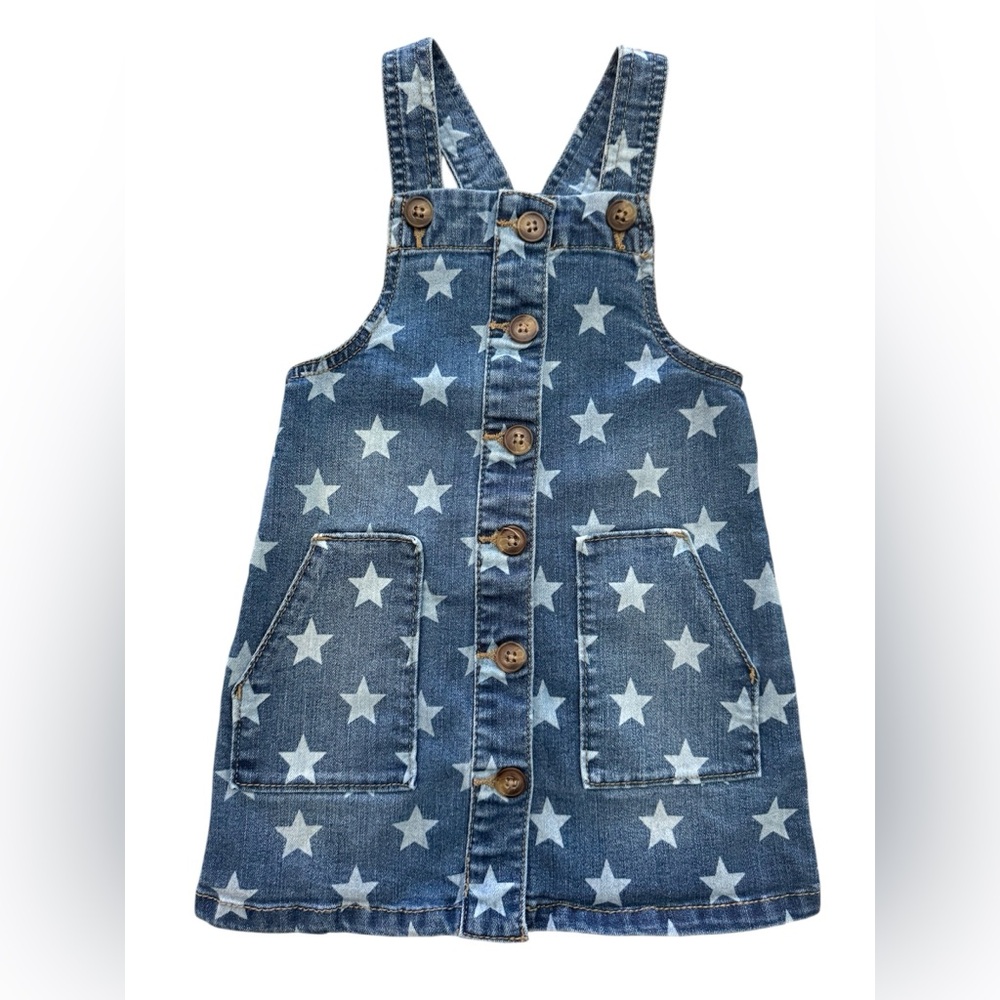 Wonder Nation Kids Denim Star Print Overall Dress